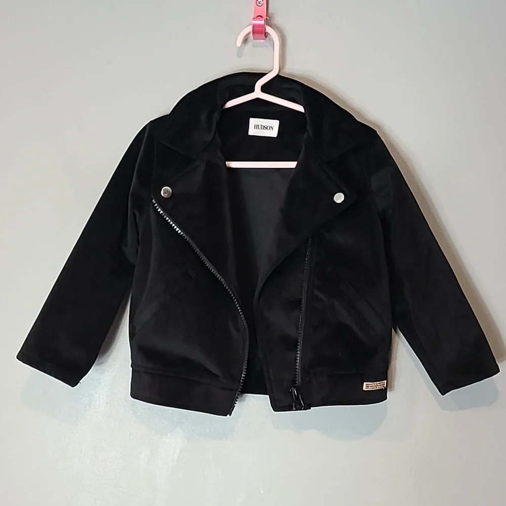 Hudson velvet black moto biker‎ jacket Girls Size 2T
